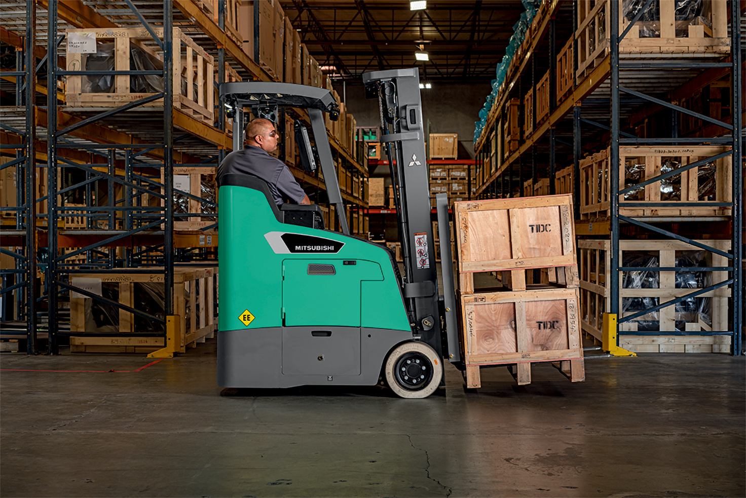 Mitsubishi Stand-Up Electric Counterbalance Forklift Application